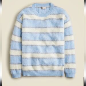 J. Crew Brushed Cashmere Blue Striped Sweater
